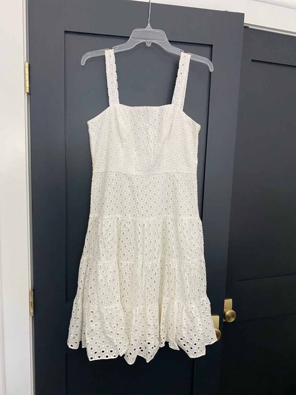 1901 White Eyelet Tiered Mini Dress